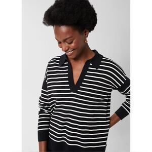 Hobbs London Karissa Striped Sweater in Black/Ivory Stripes Small Gently Used